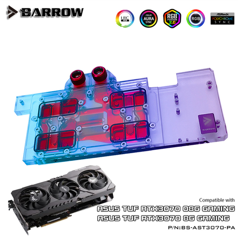 Barrow GPU Water Block For ASUS TUF RTX 3070 Gaming Video Card, VGA Cooler, Radiator 5V 3Pin M/B SYNC, BS-AST3070-PA ► Photo 1/1