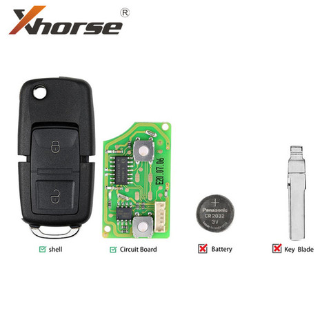 Xhorse VVID2 XKB508EN Wire Universal Remote Key B5 Style 2 Buttons for VVDI Key Tool 10 pcs/lot ► Photo 1/5