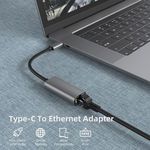USB C Ethernet USB-C to RJ45 Lan Adapter for MacBook Pro Samsung Galaxy S10/S9/Note20 Type C Network Card USB Ethernet ► Photo 1/6