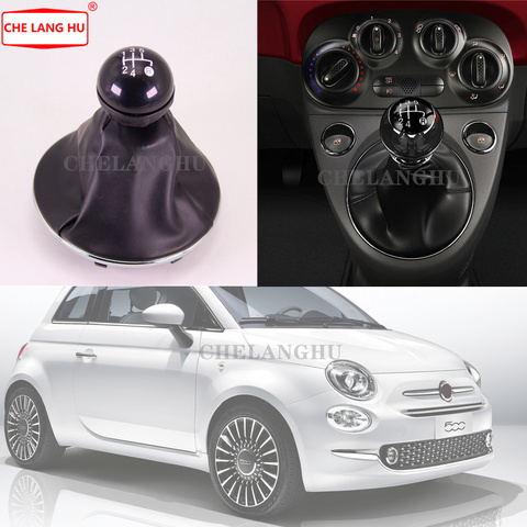 For Fiat 500 500C 2016 2017 2022 Car-styling 5 Speed Gear Shift Stick Knob Level With Leather Boot ► Photo 1/6