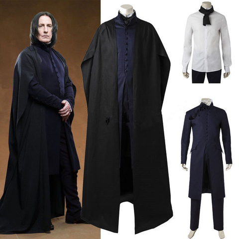 Custom Made New Arrival Full Set  Professor Severus Snape Cosplay Costume Halloween Carnival Black Robe Cloak Uniforms ► Photo 1/5