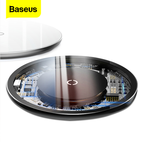 Baseus 10W Qi Wireless Charger For iPhone 11 Pro X XR Xs Max 8 Plus Glass Fast Wireless Charging Pad For Samsung S20 Xiaomi Mi 9 ► Photo 1/6