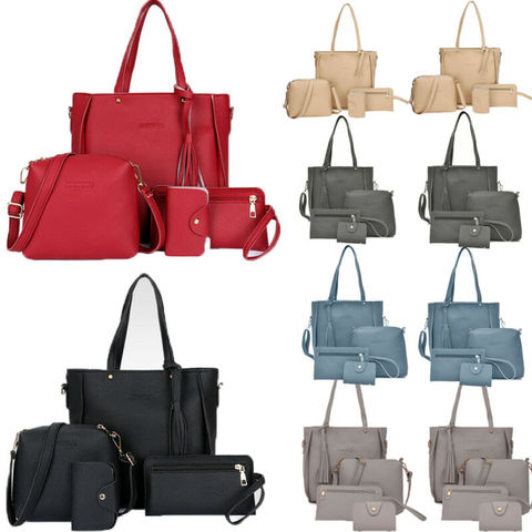 4PCS/Set Women Lady Leather Handbag Shoulder Bags Tote Purse Messenger Satchel ► Photo 1/6