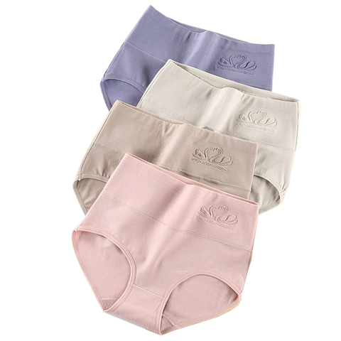ZJX Plus Size 5XL 4Pcs High Waist Panties Women Breathable Soft Cotton Fashion Underwear Cute Print Seamless Sexy Girls Briefs ► Photo 1/6