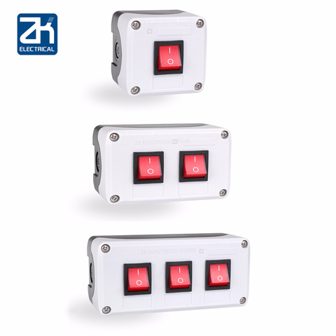 Rocker switch button box RK1-01 rocker power switch button 16A250V self-locking indicator electrical box ► Photo 1/4