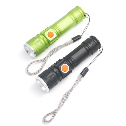 USB Handy LED Tactical Flash Light Pocket Torch  LED Rechargeable Powerful Flashlight Zoomable Lamp For Outdoor Travel Hunting ► Photo 1/6