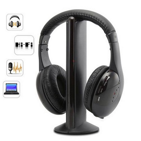 5 in 1 Earphones Wireless Headphones Cordless RF Headset For TV DVD PC FM radio Wireless Headphone In Stock ► Photo 1/1