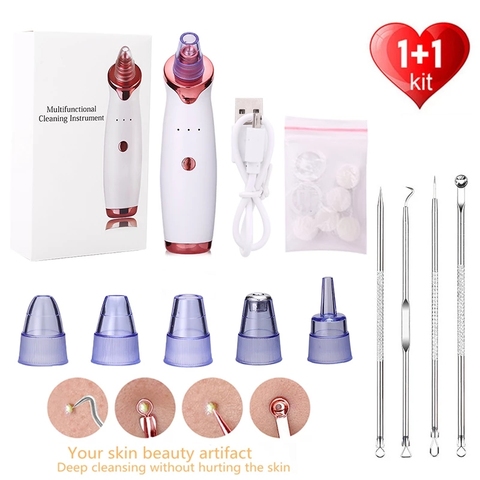 Electric Blackhead Acne Facial Nose Cleaner Vacuum Suction Acne Nose Blackhead Acne Acne Needle Set Beauty Skin Care Tools ► Photo 1/6