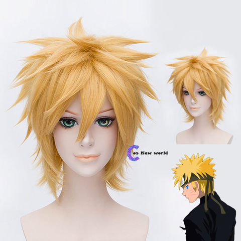 2022 Naruto Uzumaki Wigs Golden Short Fluffy Shaggy Layered Heat Resistant Synthetic Hair Cosplay Costume Wig + Wig Cap ► Photo 1/6