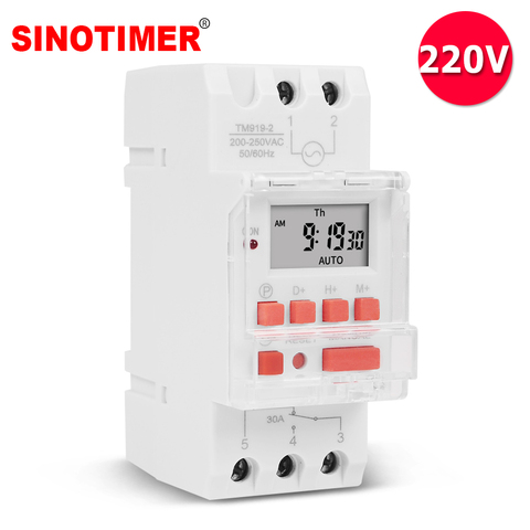 Heavy Duty 5000W 30A Weekly 7 Days Programmable Digital Time Switch Relay Timer Control AC 220V 230V Din Rail Mount ► Photo 1/6