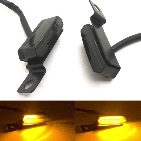 For Honda Yamaha Kawasaki Suzuki 2PCS Flowing Water Universal Mini LED Motorcycle Turn Signal Light Brake Clutch Lever Flashers ► Photo 1/6