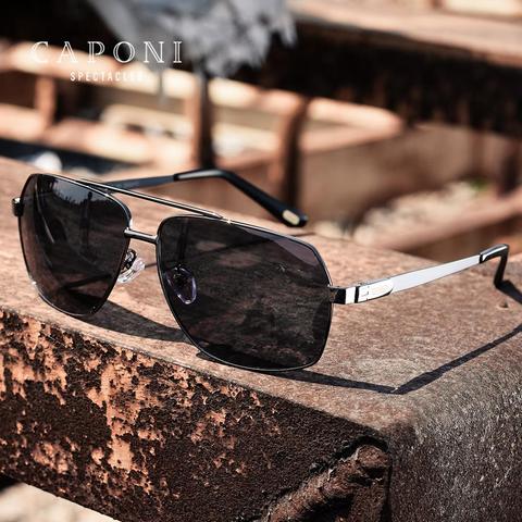 CAPONI Square Sun Glasses Polarized Photochromic Brand Men's Sunglasses Day And Night Fashion Driving Sun Shade For Men BS8002 ► Photo 1/6