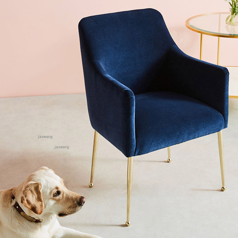 Italian Light Luxury Living Room Chair Furniture Design Dining Armchair Postmodern Minimalist Flannel Leisure Backrest Chair ► Photo 1/6