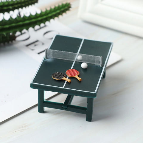 1/12 Dollhouse Mini Ping Pong Table With Balls & Rackets Doll House Decoration Table Tennis Ball ► Photo 1/6