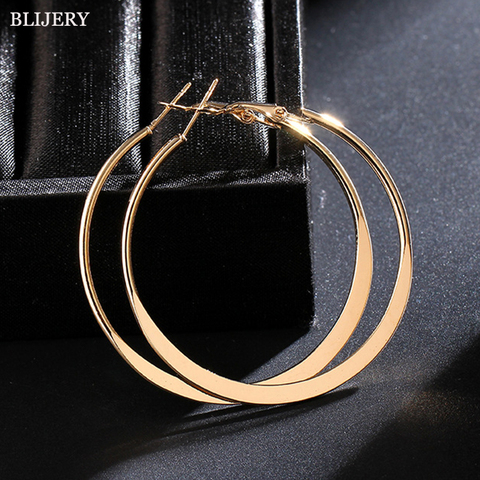 BLIJERY Fashion Large Flat Hoop Earrings Geometric Big Circle Earrings for Women Brincos Punk Jewelry Gift Boucles d'oreilles ► Photo 1/6