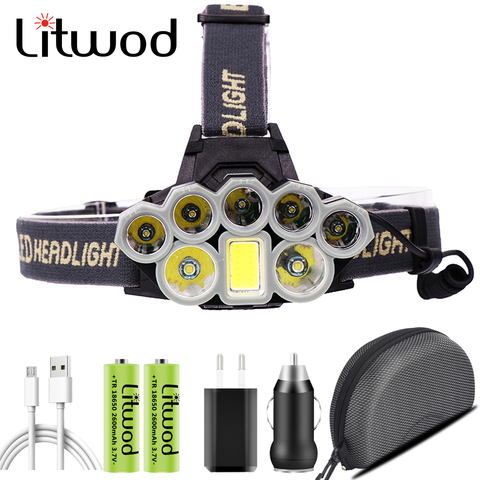 Powerful Headlamp Headlights Led Bulbs Litwod USB Rechargeable 18650 Battery Head Flashlight Torch Lamp Waterproof 5000 Lumens ► Photo 1/6