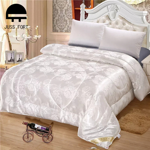 Mulberry Silk Comforter Jacquard Real Silk four seasons Quilt Single Double Bed Twin Full Queen King Size Home textiles Duvets ► Photo 1/6