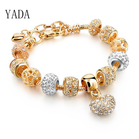 YADA Gifts (READY STOCK)  Heart Gold Bracelets&Bangles For Women Full AAA Zircon Bracelets Crystal Jewelry diy Bracelet BT200215 ► Photo 1/6