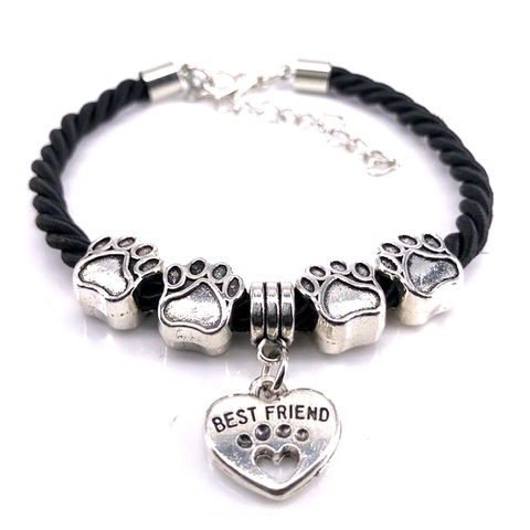 2022 New Hand Woven 8 Colors Rope Chain Bracelet for women Best Friend Dog Paw Charm Bracelet for Pet Lovers Wholesale B005 ► Photo 1/6