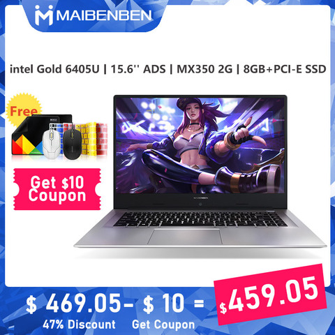 2022 New MAIBENBEN Notebook Laptop XiaoMai 6Pro-E5100 15.6''ADS/6405U/MX350 2G/ DDR4 RAM/PCI-E SSD+HDD/Win10/silver ► Photo 1/6