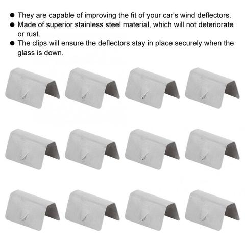 12Pcs Stainless steel Car Wind Rain Deflector Channel Stainless Steel Fixing Retaining Clips Fit for HEKO G3 ► Photo 1/6