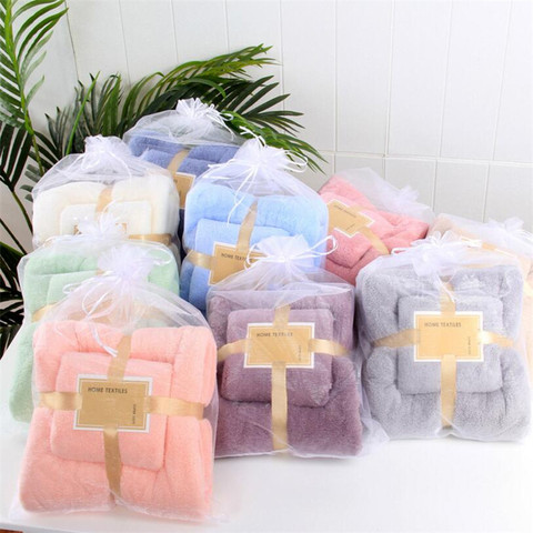24 Colors Coral Fleece Absorbent Hair Swimming Face Hand Bath Towel Sets Microfibre Towels Bathroom Towels Microfiber Towel Set ► Photo 1/6