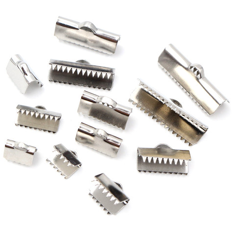 30pcs Stainless steel Crimp End Bead Buckle Tip Clasp Cord Flat Cover clasps Diy Necklace Bracelet Connectors For Jewelry Making ► Photo 1/4