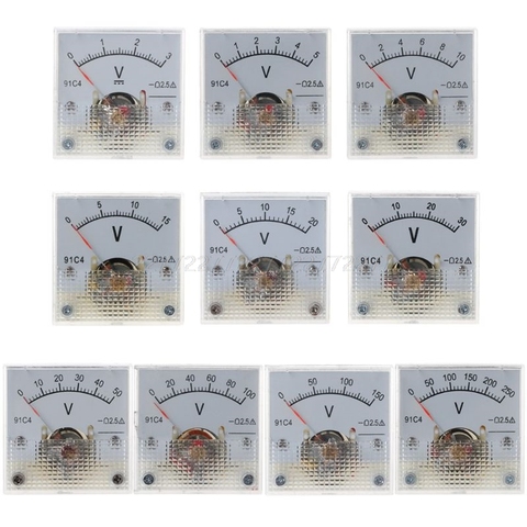 91C4 DC Voltmeter Analog Panel Voltage Meter Mechanical Pointer Type 3/5/10/15/20/30/50/100/150/250V O01 19 Dropship ► Photo 1/6