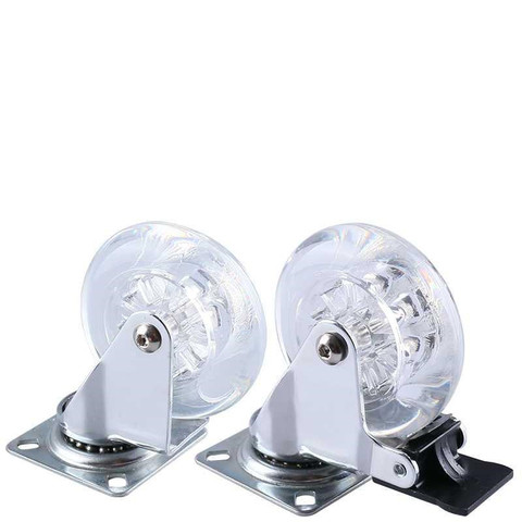 1.5/2/3 Inch Casters Pu Transparent Universal Crystal Wheel with Brake No Noise Small Cart Industrial Wheel Office Chair Caster ► Photo 1/6