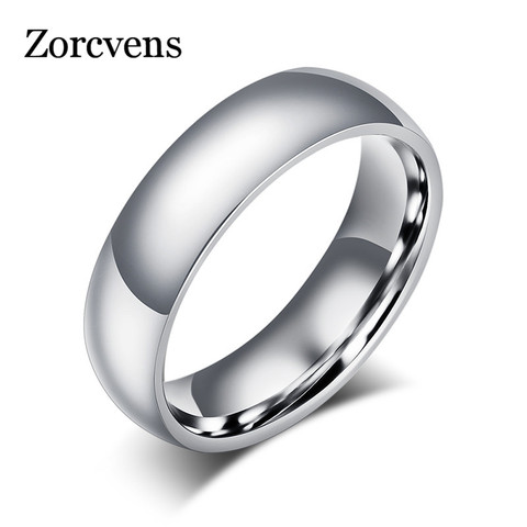 ZORCVENS 2022 New Fashion 6mm Classic Wedding Ring for Men Women Gold Silver Color Stainless Steel Engagement Ring ► Photo 1/6