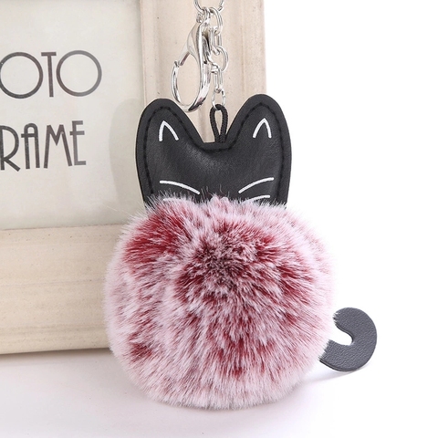 Cute Fur Ball Keychain Cat Soft Pompom Animal Tail Hair Ball Car Keychain Ladies Car Bag Accessories Key Ring Mom Gift Llaveros ► Photo 1/6