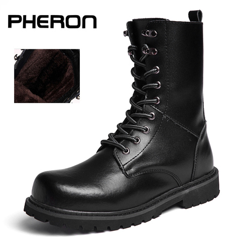 100% Genuine Leather Men Boots Breathable High Top Shoes Outdoor Casual Men Winter Shoes Autumn Snow Boots For Men Botas Homme ► Photo 1/6