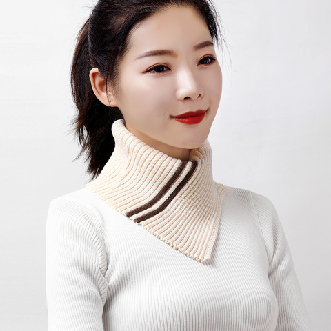 Sparsil Women Winter Cashmere Triangle Knit Scarves Warm Turtleneck Ring Scarf Soft Irregular Cap Collar Pullover Scarves Girl ► Photo 1/6