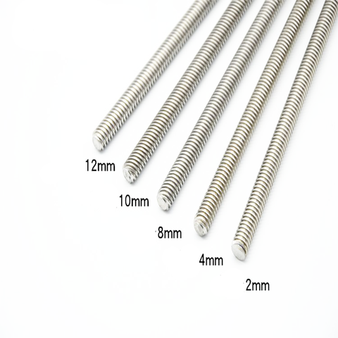 1pcs 304 stainless steel T10 screw length 100 200 300 400 500 600 800mm lead 2mm 3mm 4mm 8mm 10mm 12mm trapezoidal spindle screw ► Photo 1/1