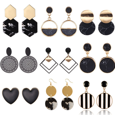 New Black Acrylic Earrings For Women Black Enamel Stud Earrings Statement Ear Jewelry Exquisite Gift Wholesale accessories ► Photo 1/6