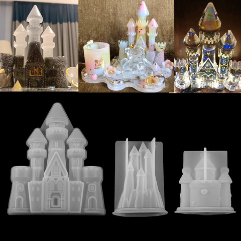 3 Styles Castle Silicone Molds Villa Christmas House UV Epoxy Resin Mold For DIY Crafts Home Decoration Tool Jewelry Making ► Photo 1/6