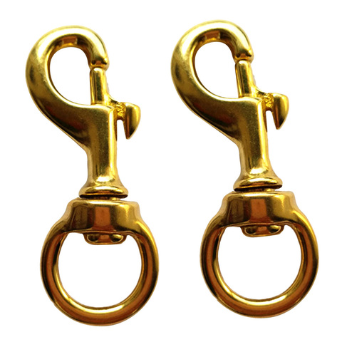 2 Pieces Solid Brass Single End Round Eye Ring Trigger Swivel Snap Clasp Hook Clip Mountaineering Accessories ► Photo 1/6