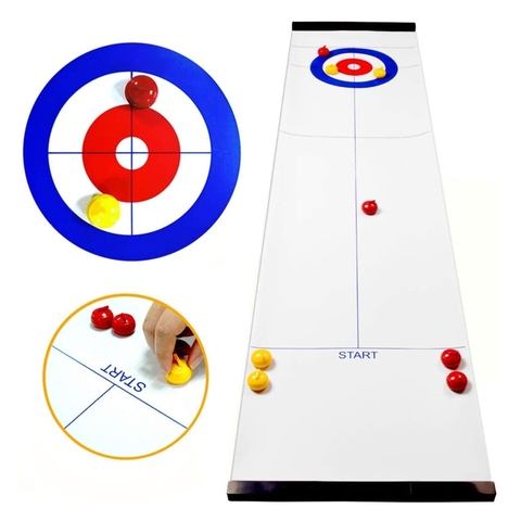 Foldable Mini Curling Table Curling Ball Tabletop Curling Game For Kid Adult Family School Travel Tabletop Culing Game ► Photo 1/6