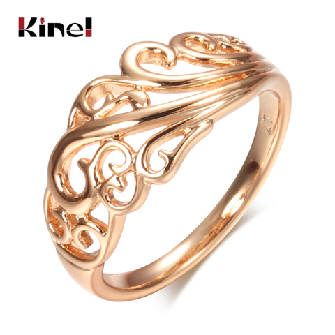 Kinel 2022 New Boho Hollow Flower 585 Rose Gold Ring for Women Ethnic Wedding Party Bride Rings Fine Jewelry ► Photo 1/6