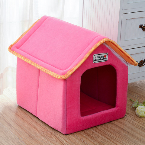 Winter Pet House Foldable Bed With Mat Soft Leopard Dog Puppy Sofa Cushion House Kennel Nest Dog Cat Bed For Small Medium Dogs ► Photo 1/6