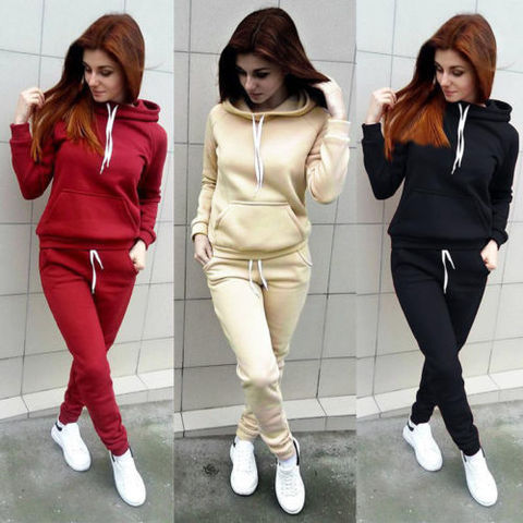 Autumn Women Hoodies Pant Clothing Set New Casual 2 Piece Set Warm Clothes Solid Tracksuit Women Set Top Pants Ladies Suit ► Photo 1/6