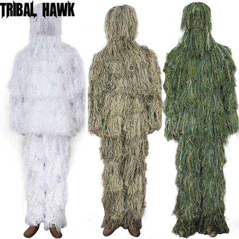 Tactical Camouflage Clothing 3D Withered Grass Ghillie Suit 5 PCS