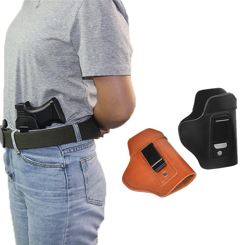 Leather Gun Holster for Glock 17 18 19 22 26 Beretta M92 Sig Sauer P226 Cz 75 shadow Airsoft Pistols Concealed Holster Clip Case ► Photo 1/6