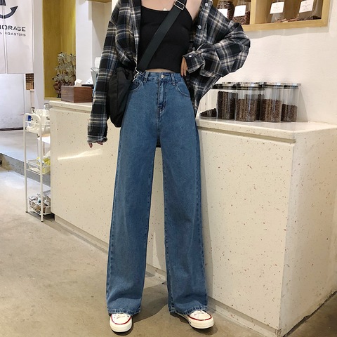 High Waist Jeans For Women Vintage Long Denim Pants Female Vintage Casual Loose Full Length Wide Leg Pants Trousers ► Photo 1/6