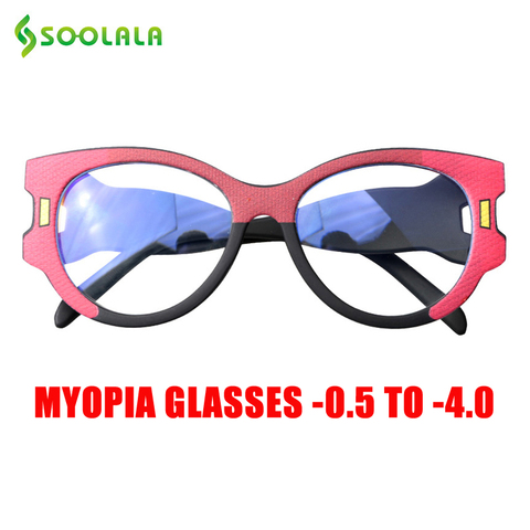 SOOLALA Oversized Anti Blue Light Myopia Glasses Prescription Women Computer Optical Frames Eyewear Minus Glasses -1.0 to -4.0 ► Photo 1/6