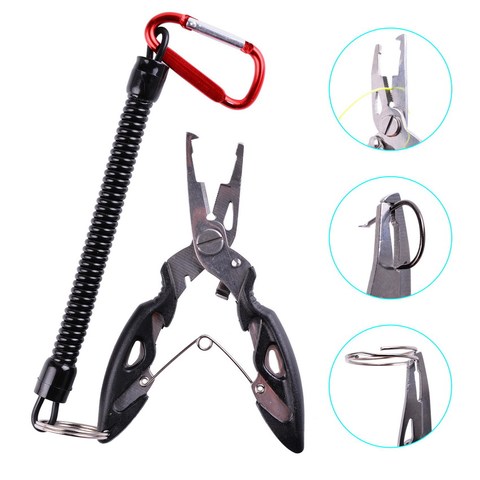 Multifunctional Fishing Pliers Scissors Line Cutter Hook Remover Fishing Clamp Accessories Tools With Lanyards Spring Rope ► Photo 1/6