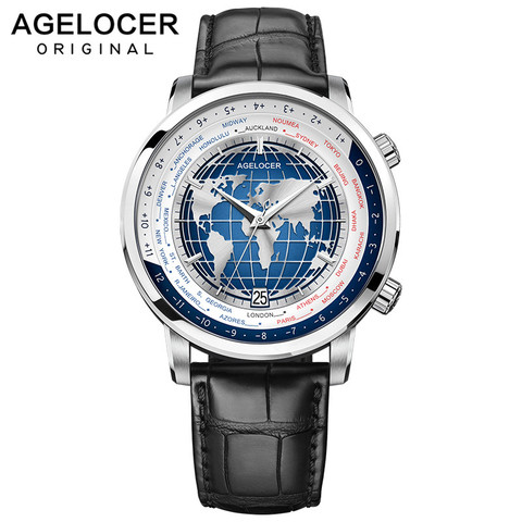 AGELOCER Swiss Brand Designer Men's Watch with World Time Date Power Reserve 80 Hours Self-winding Mechanical Automatic Watches ► Photo 1/6