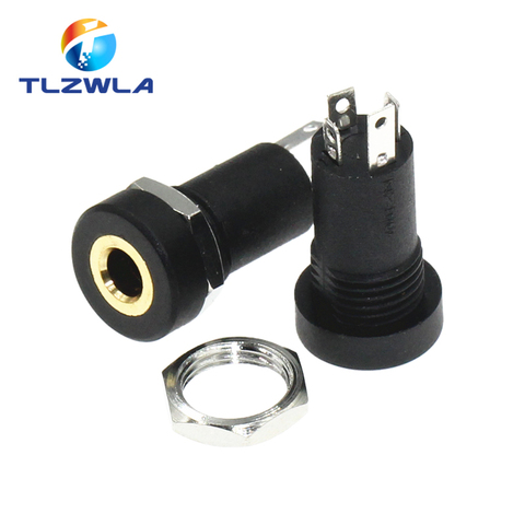 5PCS 3.5mm Audio Socket 4 Pole Black Panel Mount Gold Plated With Nuts Headphone Socket PJ-392A 3.5 mm headphone female ► Photo 1/3