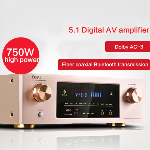 750W 220V Audio High Power 5.1 Amplifier Wireless Bluetooth 4.0 280F Home Theater Dolby AC-3 Fiber coaxial amplifier ► Photo 1/5