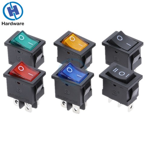 KCD1  Boat Car Rocker Switch 6A/10A 250V/125V AC ON-OFF on-off-on 250VAC 6A 125VAC 10A With Led Light 220V ► Photo 1/6